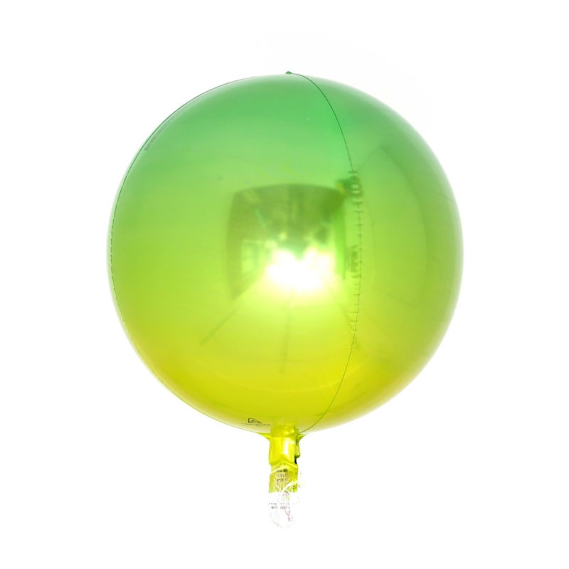 옹브레 오브(Orbz) 옐로우앤그린 헬륨 은박 미러호일풍선