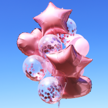 컨페티 헬륨풍선 14입 핑크 (퀵배송)