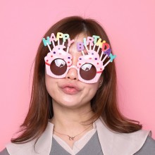 생일컵케이크안경 (핑크) 해피버스데이 파티용품 생일안경