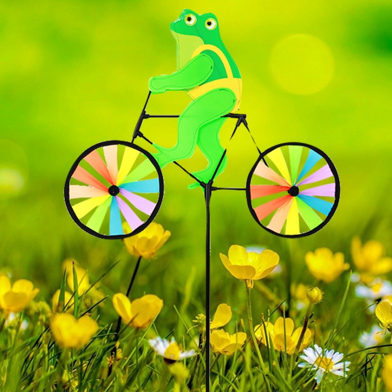 정원용바람개비 자전거타는개구리 어린이집꾸미기 캠핑바람개비 정원장식