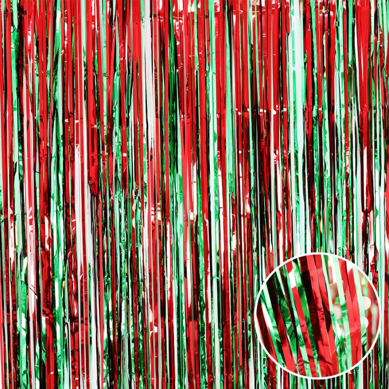 파티커튼(레드+그린) 크리스마스 반짝이 은박커튼