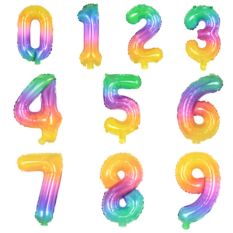 레인보우 숫자풍선 소형 생일풍선