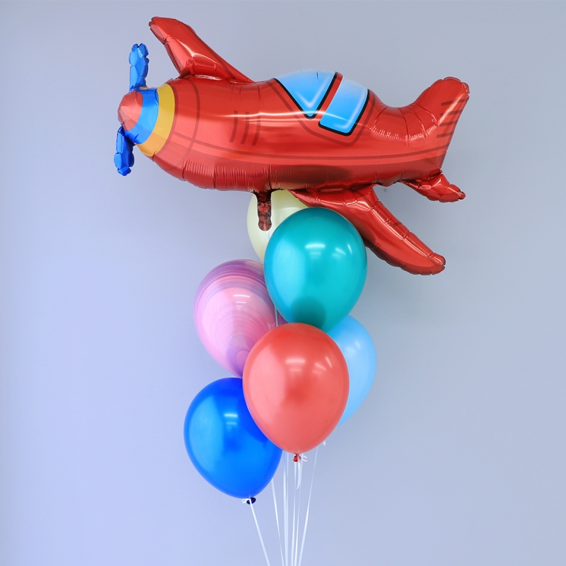 퀄라텍스 라지쉐잎 레드에어플레인 비행기풍선 헬륨 생일 파티
