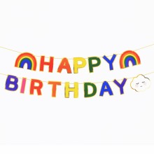 생일가랜드 구름무지개 레인보우 해피버스데이 장식 파티용품