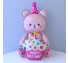 멀티벌룬 생일컵케이크 곰 핑크 스탠딩 풍선