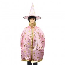 핑크스타망토모자세트 아동 할로윈코스튬 파티의상 마법사 모자